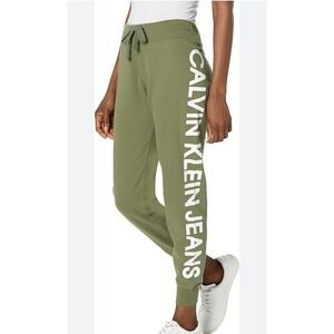 Calvin Klein Jeans Women's Green Sweatpants Size Small A28